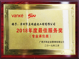 2018年广西万科年度最佳服务奖
（专业承包类）