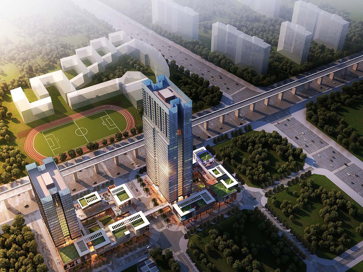 YH华筑-京基碧海二期4号地块鸟瞰黄昏_3